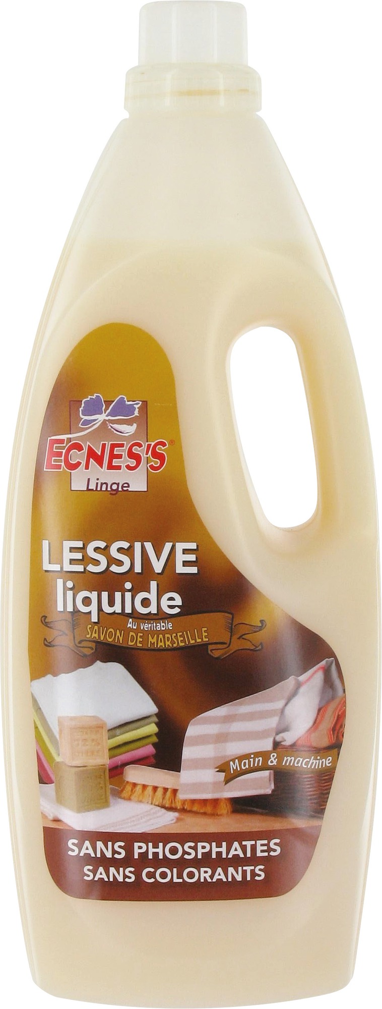 Lessive liquide Ecness - Sans phosphate - Savon de Marseille - Flacon 2 l