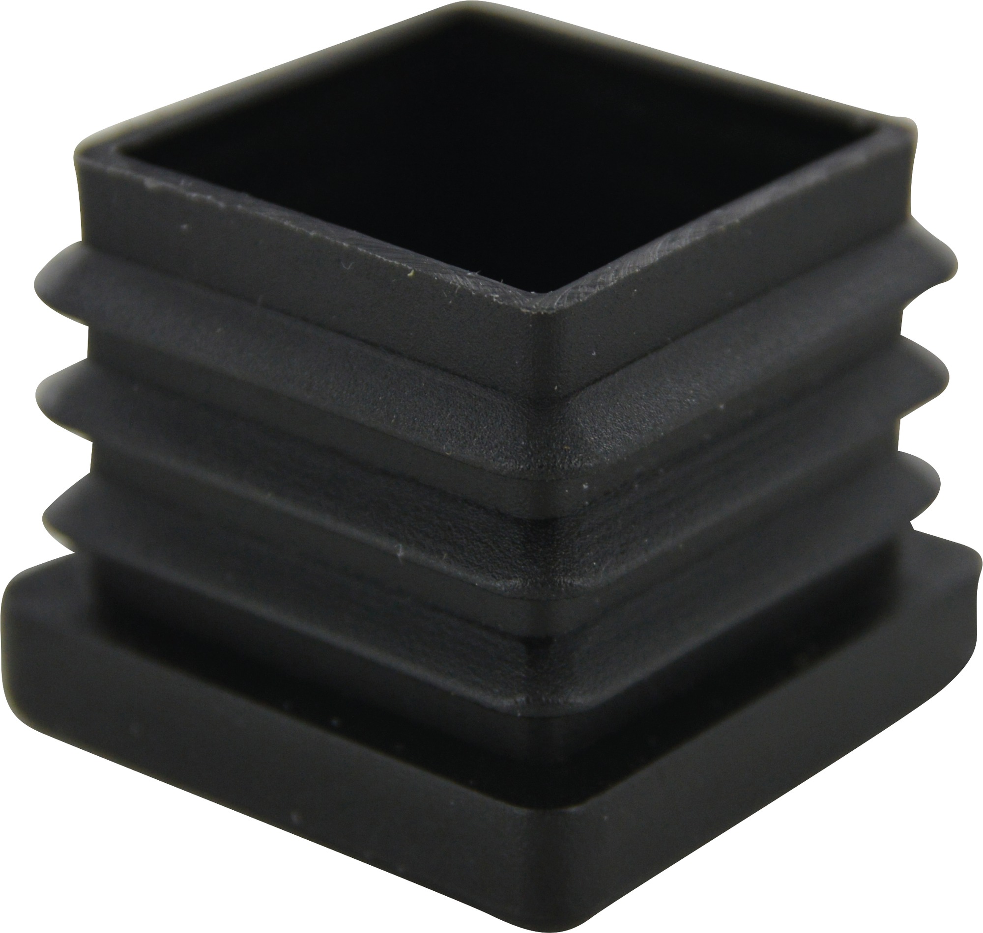 Embout rentrant carré plastique noir Guitel point M - Dimensions 30 x 30 mm - Vendu par 4