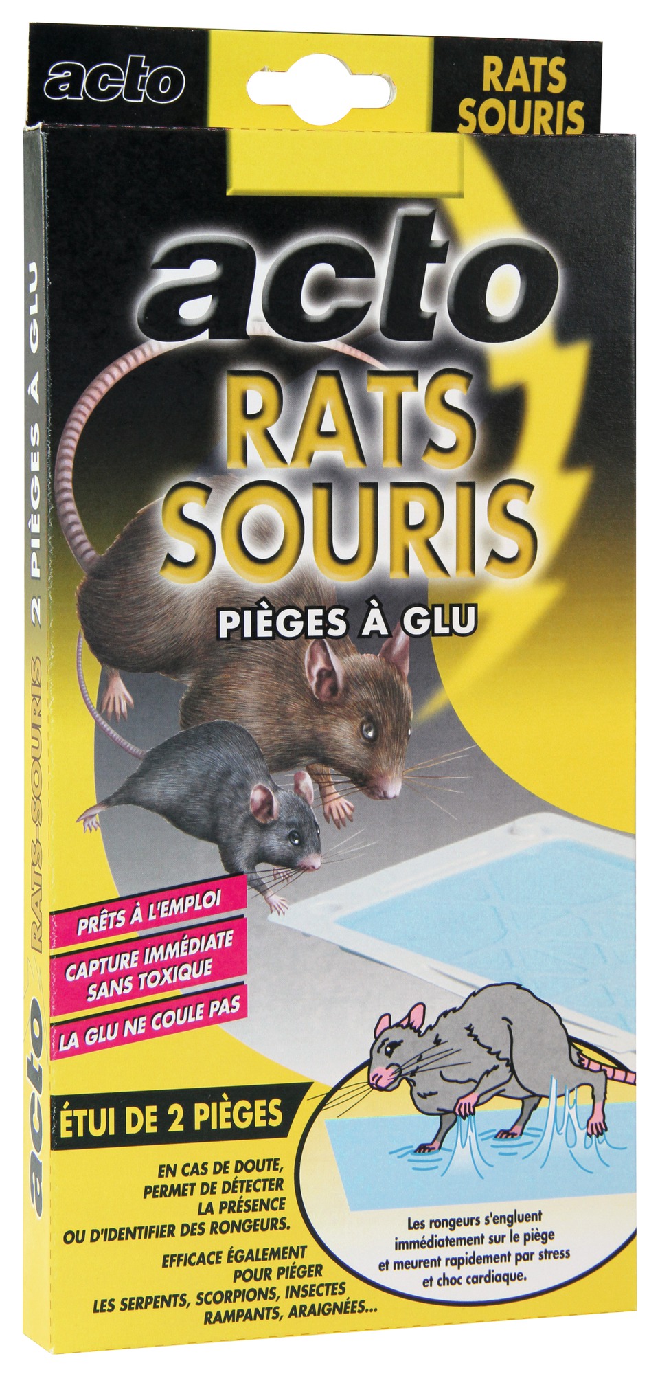 Pieges à glue rats et souris Acto - 2 pièges